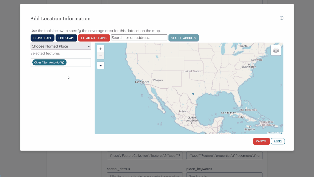 Texas Water Data Hub gazetteer demo